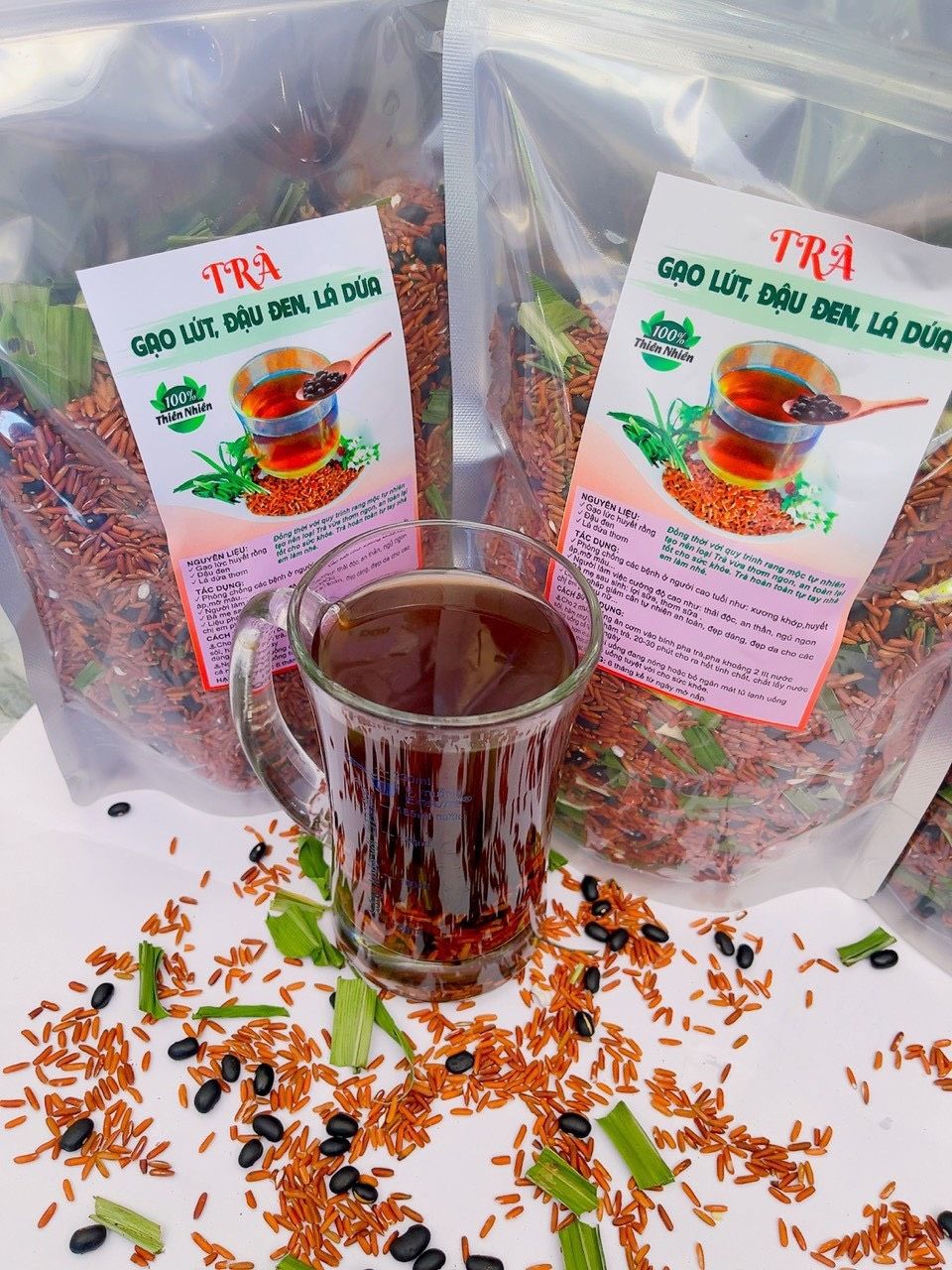 TRÀ GẠO LỨT ĐẬU LÁ DỨA - Túi 1kg